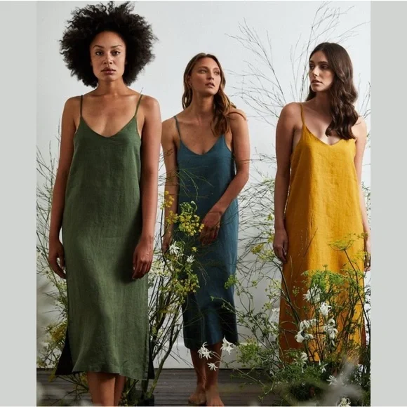 NWOT THREADS by Bed Threads 100% French Flax Linen MIDI dress XL - Picture 3 of 11